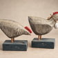Pair of Rustic Wooden Hen Figures with Hanging Egg