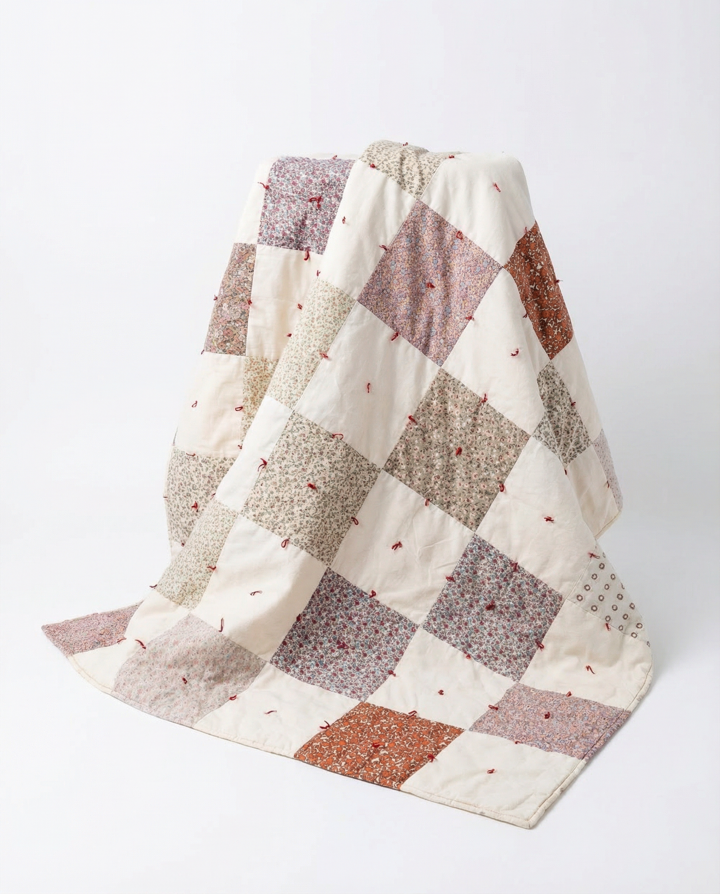 Handmade Patchwork Tie Quilt — Floral Calico – Full Size (58” x 76”)