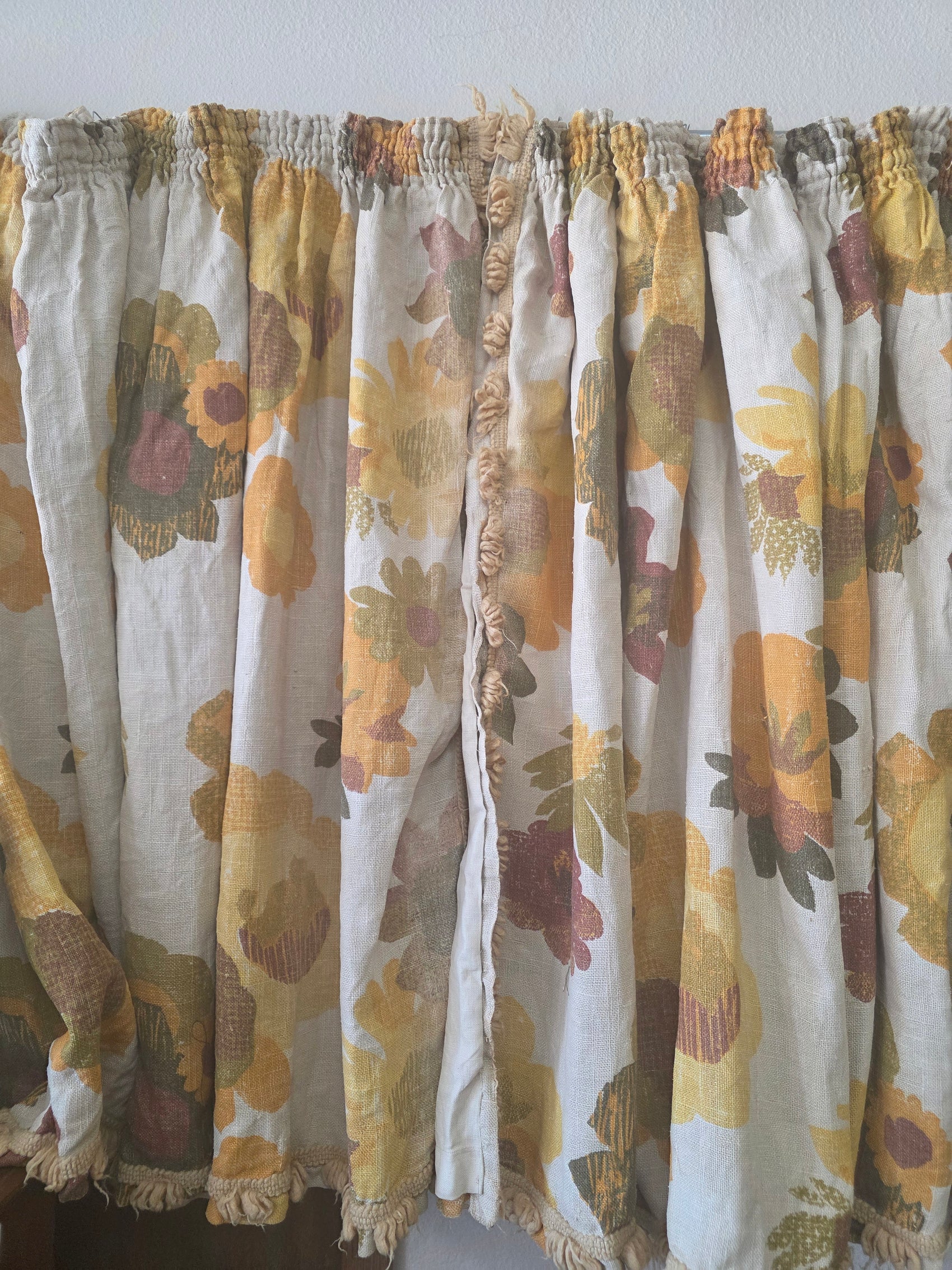 1960s Barkcloth Curtain Panel