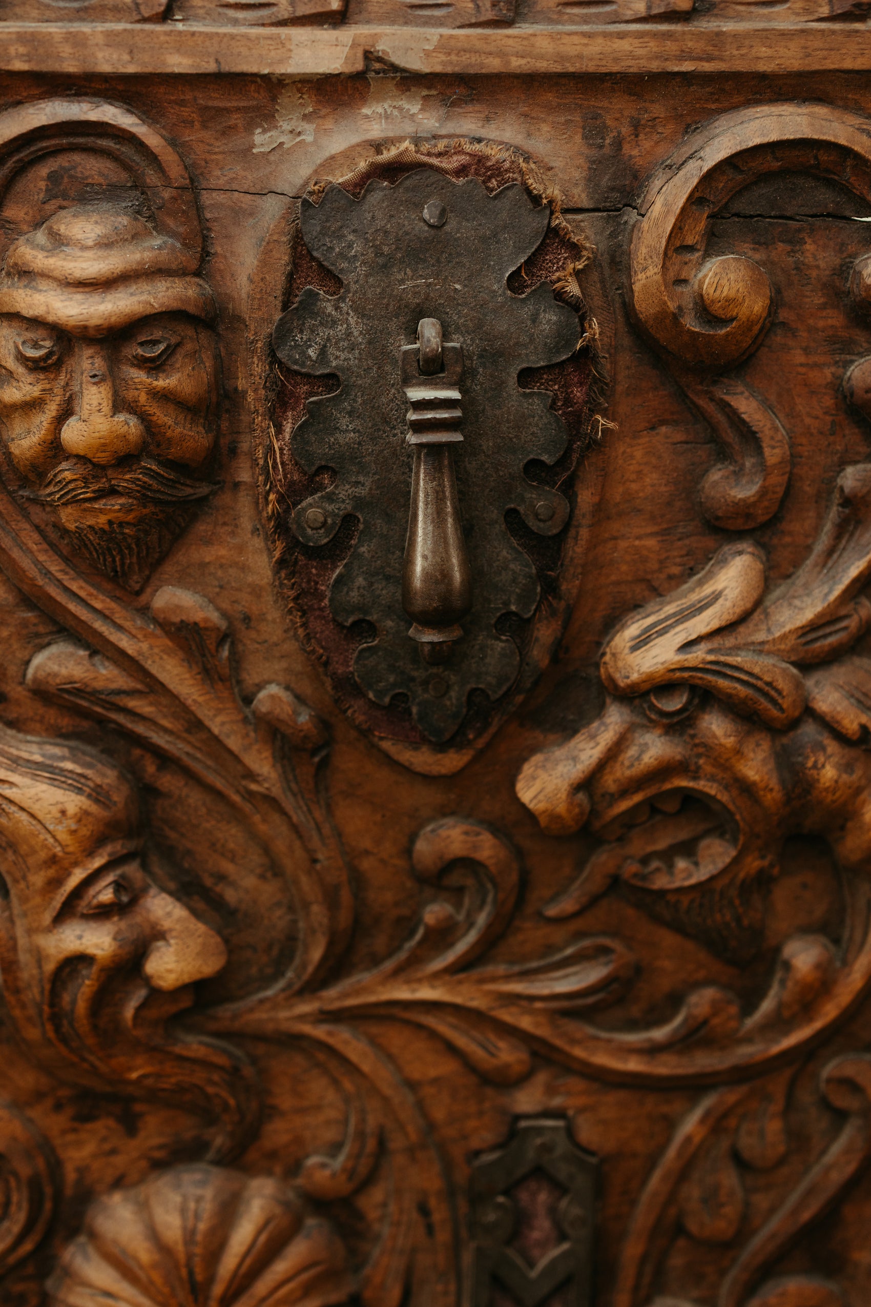 Antique Hand-Carved Mythical Panel