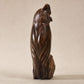 Hand-Carved Wooden Owl Sculpture on Natural Wood Base