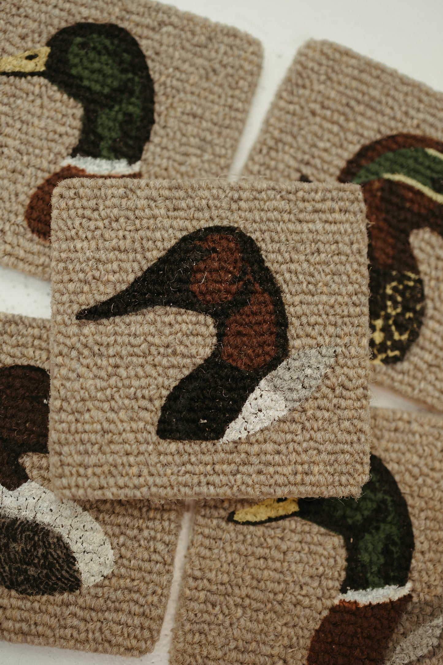 Vintage Hand-Hooked Duck Coasters – Set of 5