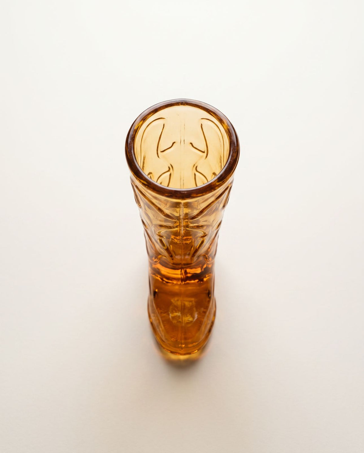 Set of 5 Circleware Amber Glass Cowboy Boot Drinking Glasses
