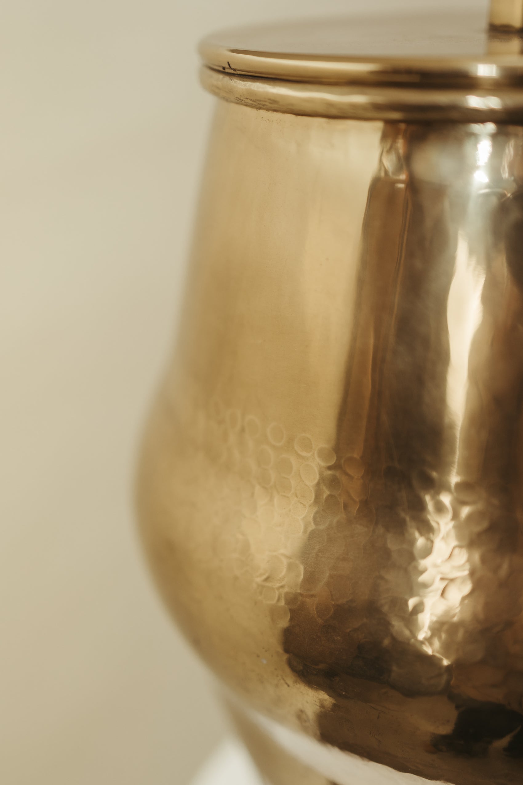 Vintage Hammered Brass Lamp w/ Pleated Linen Shade