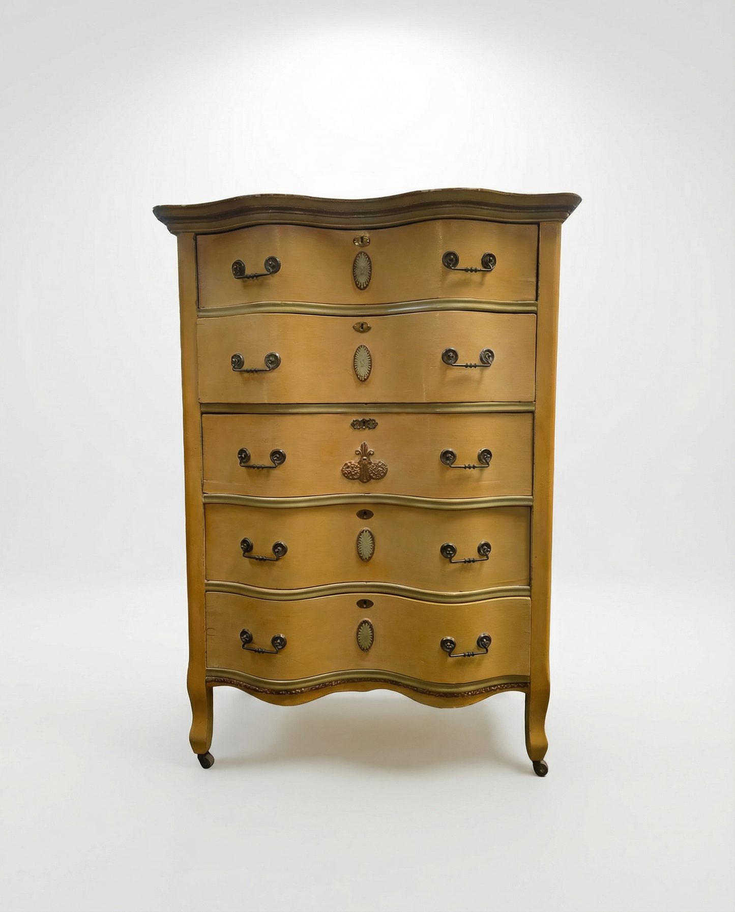 Vintage French Provincial Serpentine Chest of Drawers, c. 1940s–1950s