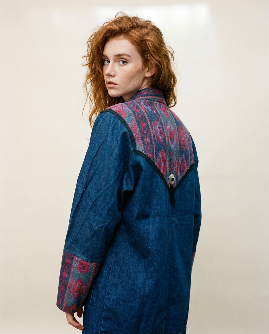 Denim Southwestern Cardigan Jacket – Size Medium