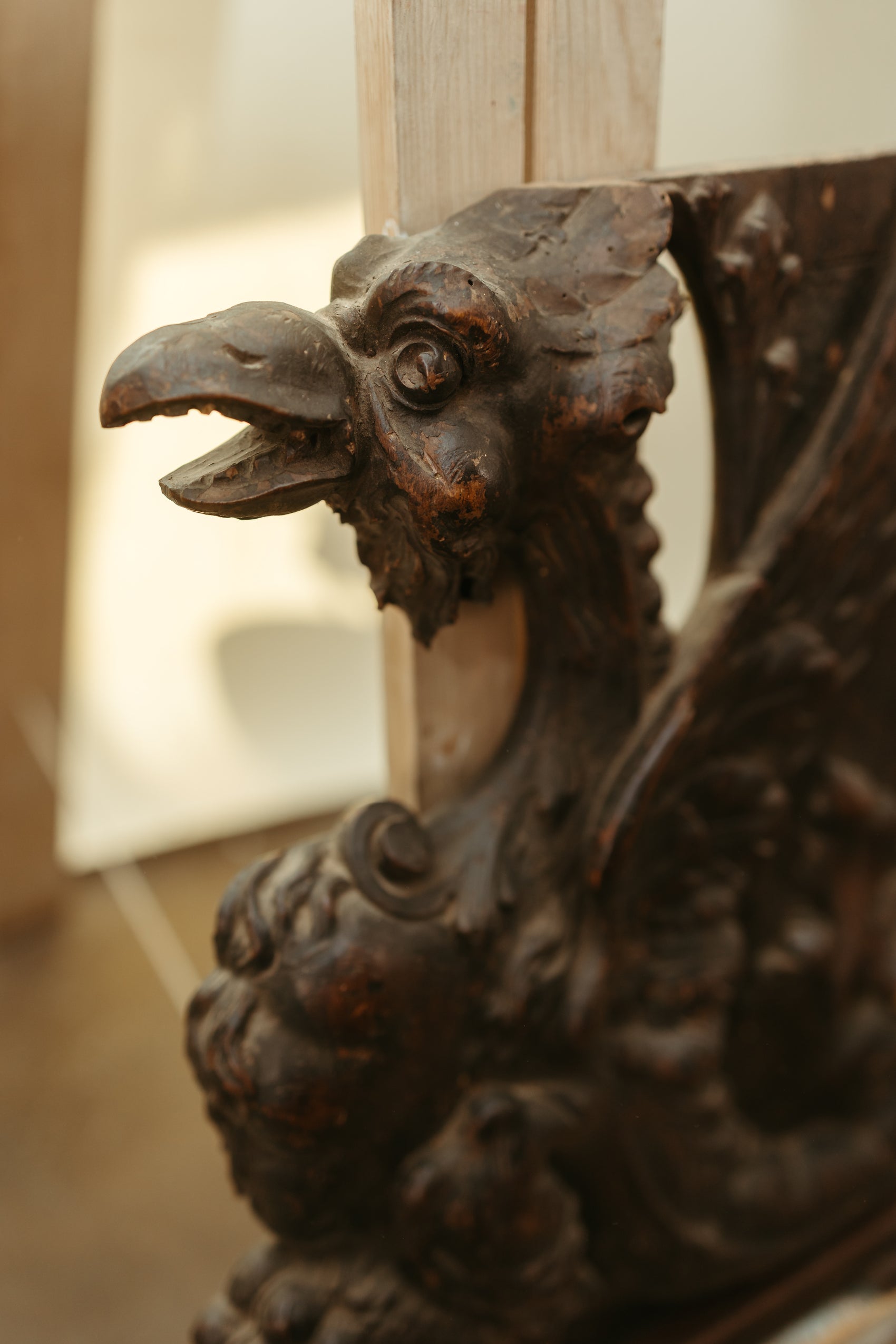 Antique Hand-Carved Griffin Brackets (Pair)