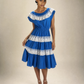 Vintage Cobalt Blue Lace Tiered Midi Dress