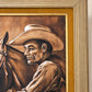 Vintage Western Cowboy & Horse Framed Canvas Print - 22" W x 26" L