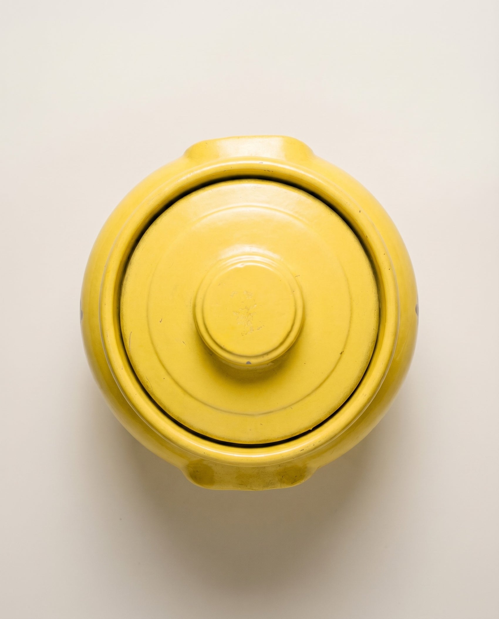 Vintage Circus Cookie Jar (Hand-Painted Yellow Stoneware)