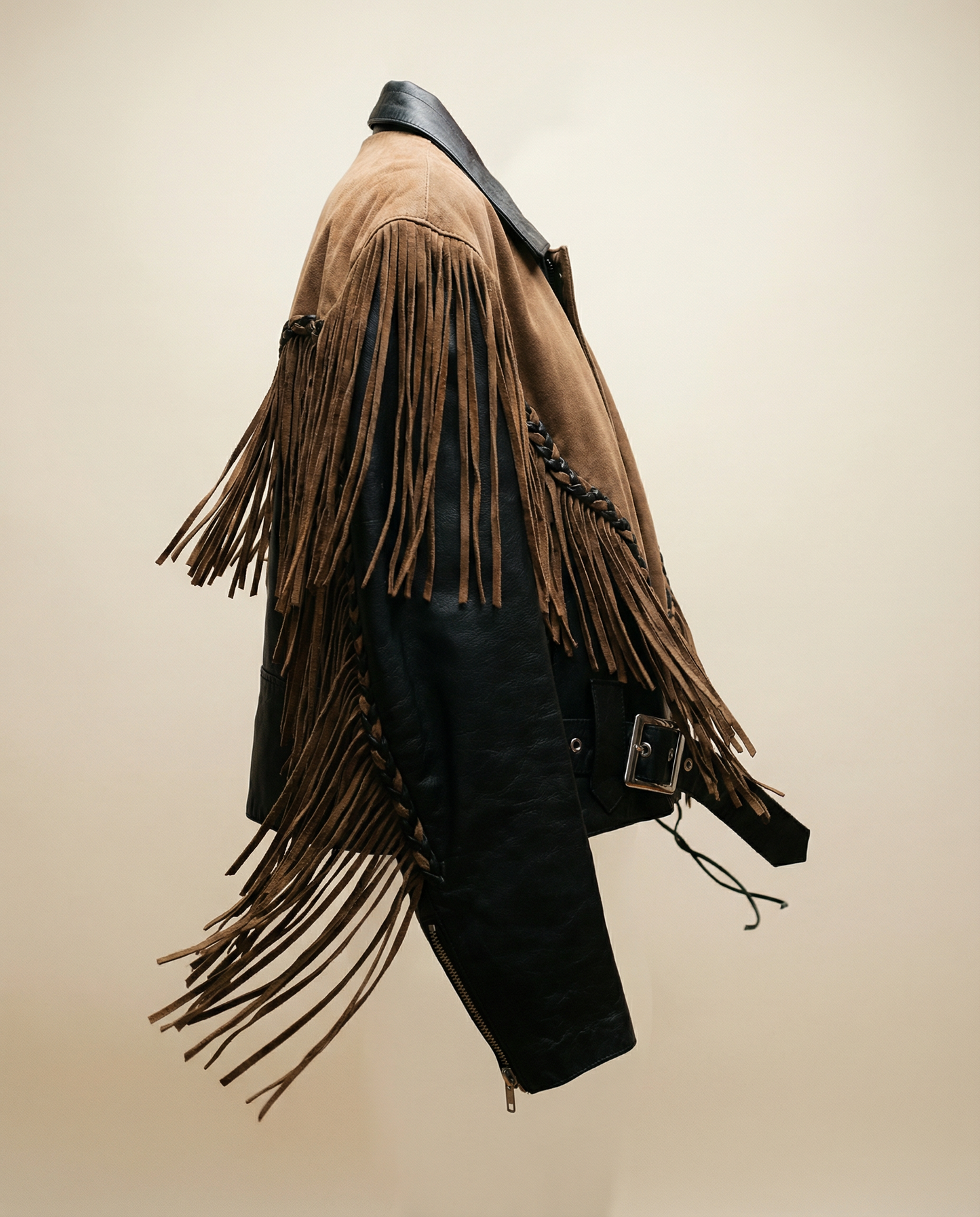 Vintage Fringe Leather Jacket – Size Medium