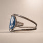 Vintage Mexican Alpaca Silver Cuff Bracelet with Lapis & Mother-of-Pearl Floral Inlay