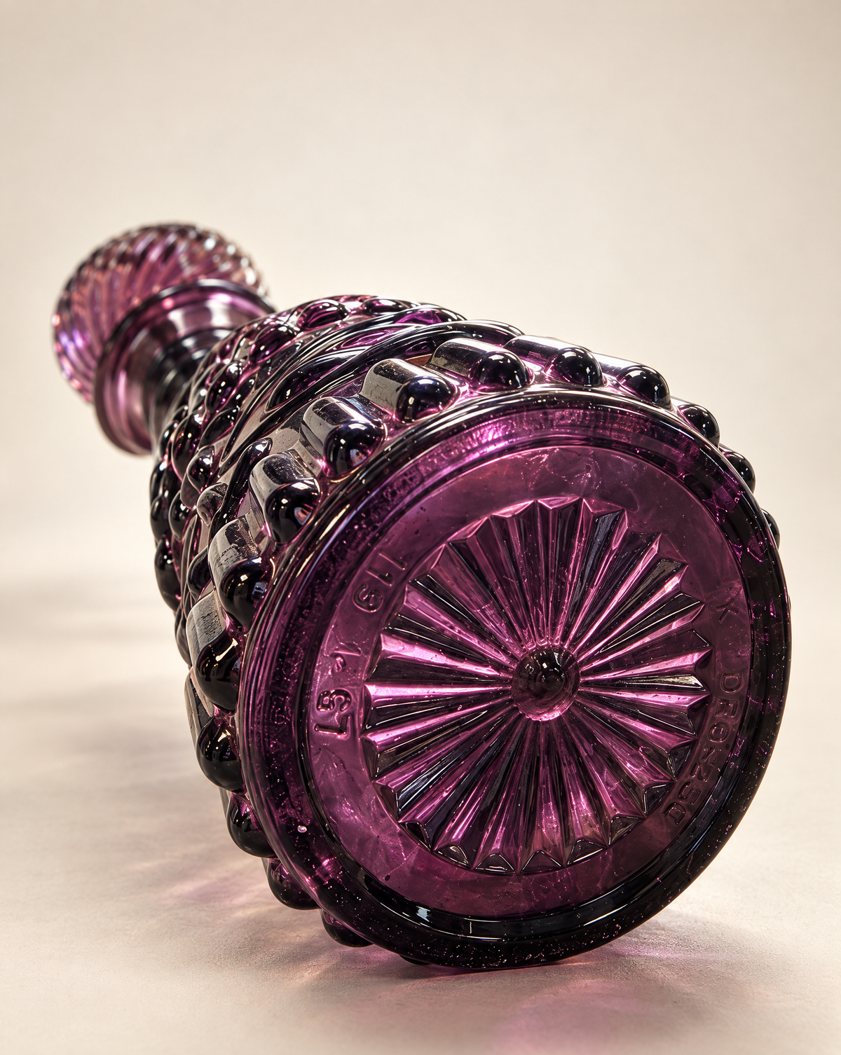 Vintage 1967 Jim Beam Amethyst Glass Decanter with Stopper
