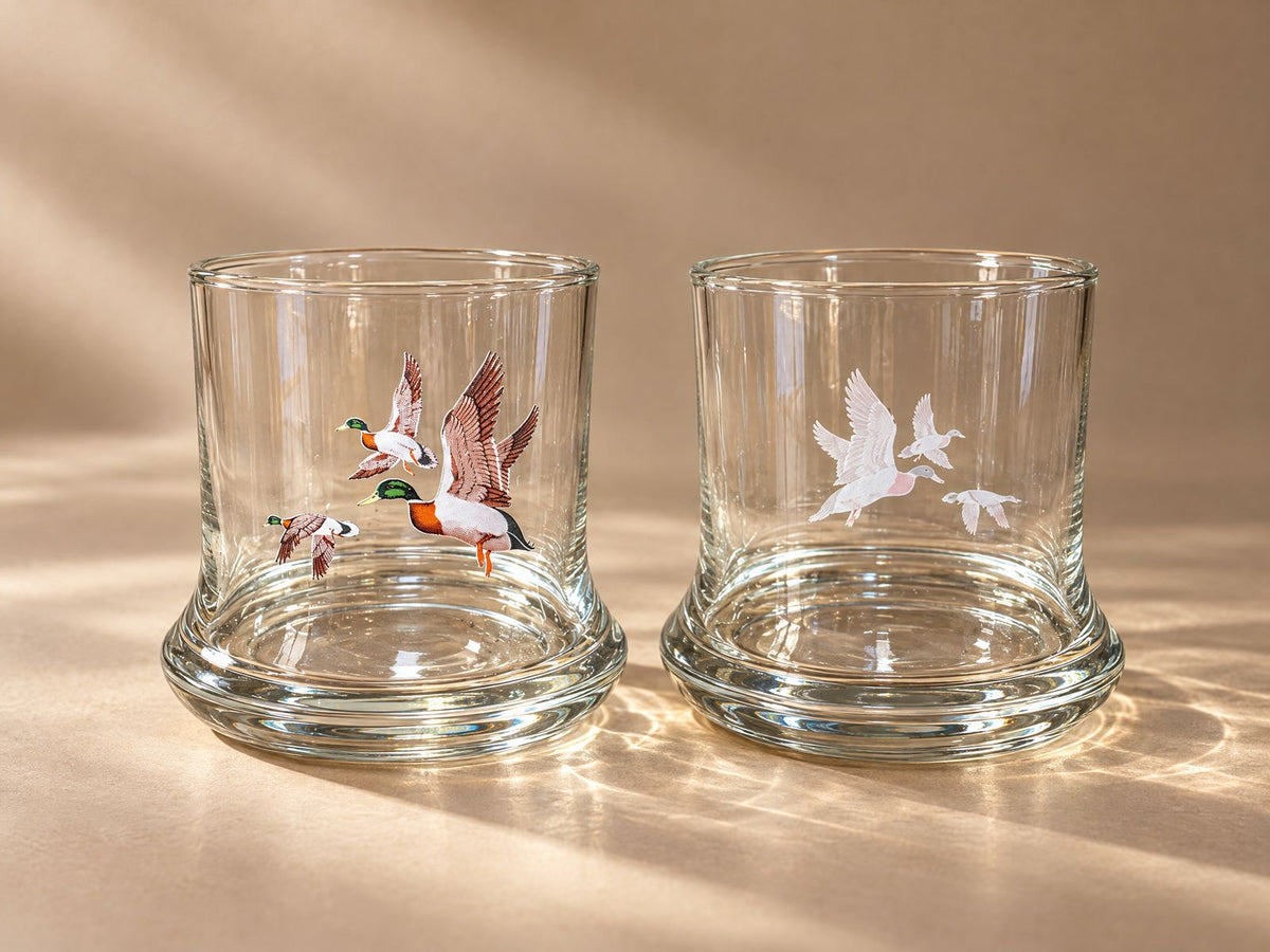 Vintage Flying Mallard Duck Rocks Glasses – Pair