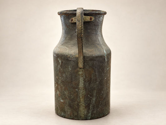 Antique Hand-Hammered Copper Milk Churn with Iron Handle