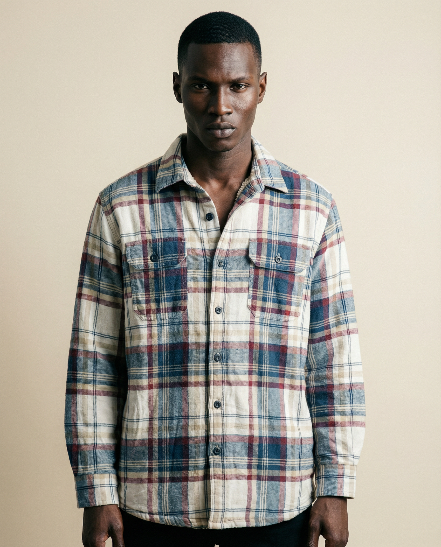 Vintage Wrangler Plaid Flannel Shirt — Sherpa-Lined