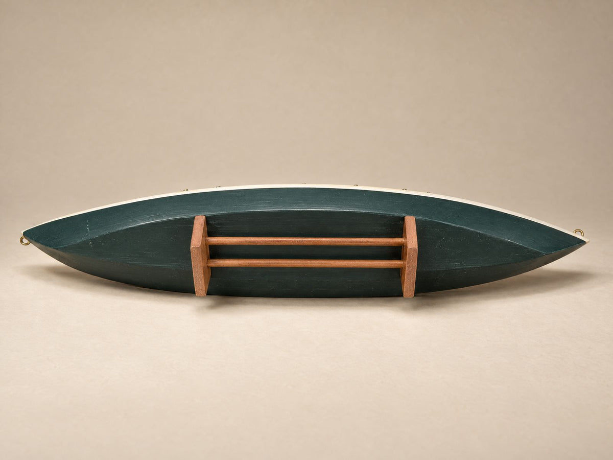 Vintage Wooden Kayak Model with Display Stand