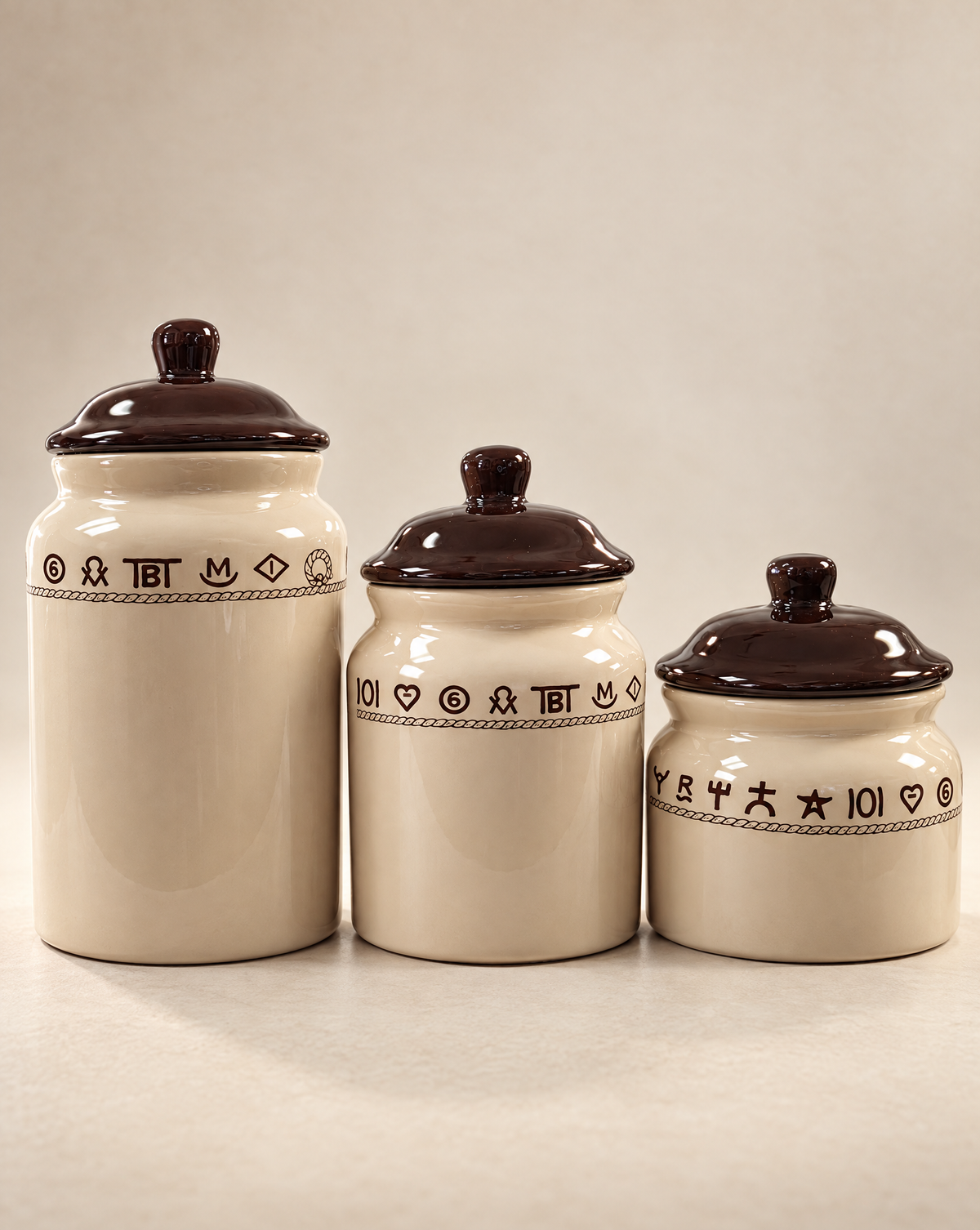 Western Bronc & Cattle Brands Ceramic Canister Set