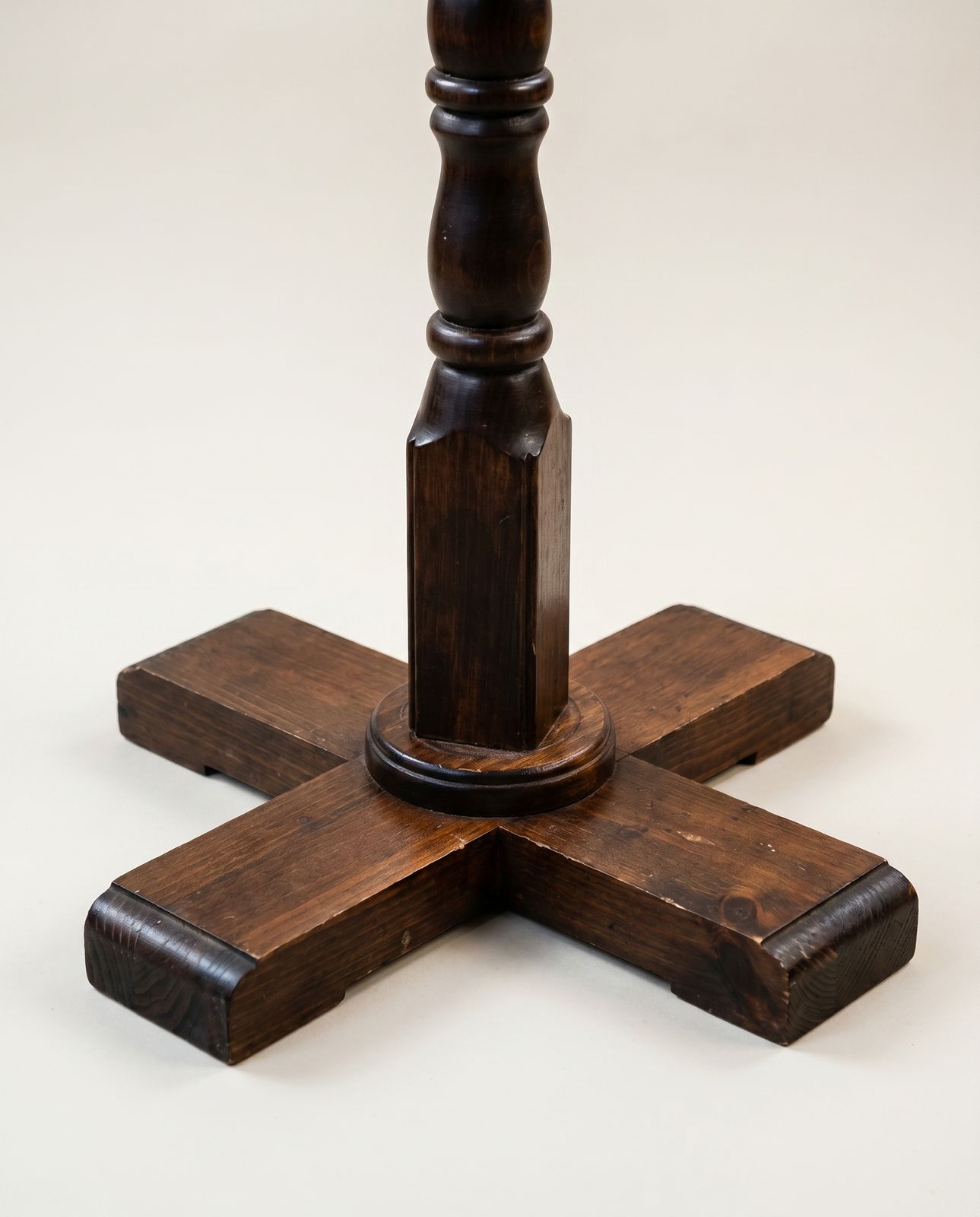 Vintage Oak Hall Tree Coat Rack with Porcelain Hooks