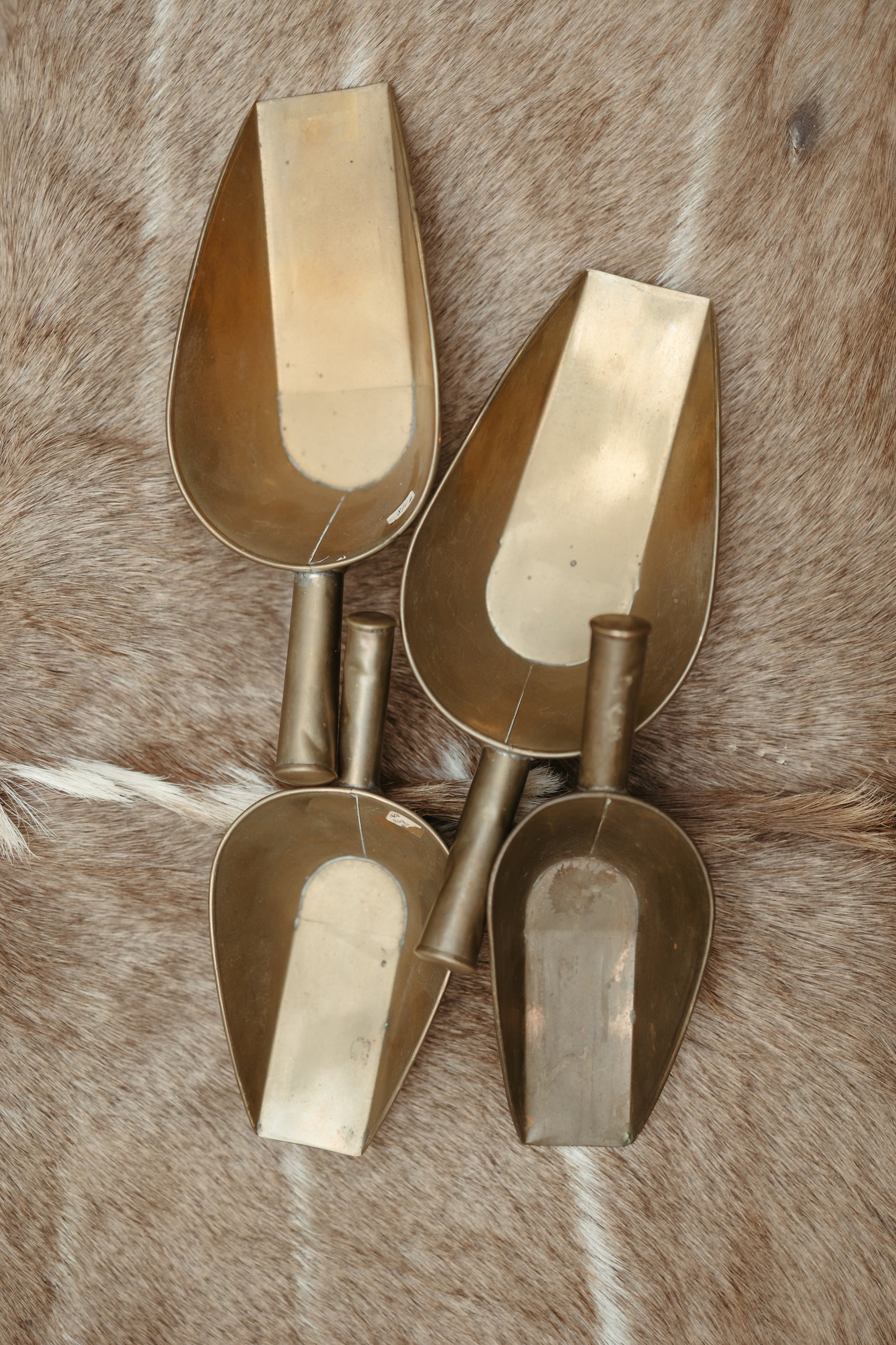 Set of 4 Vintage Brass Scoops