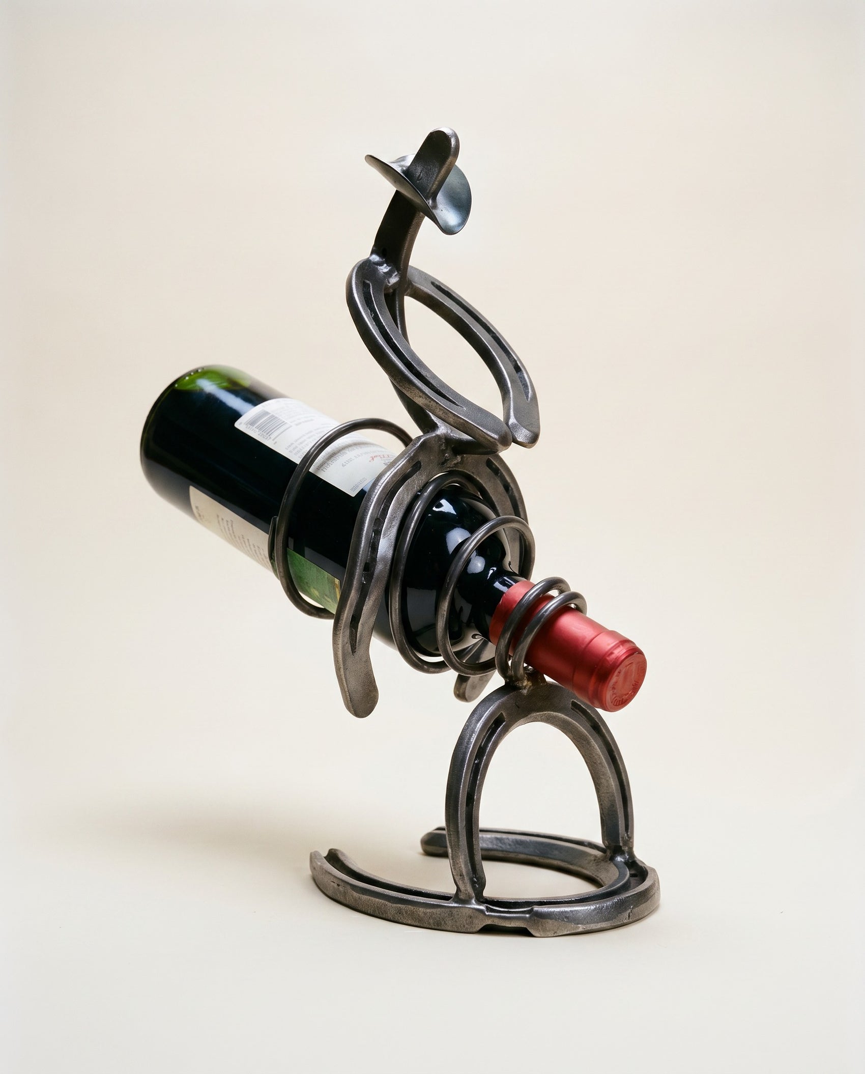 Western Horseshoe Cowboy Wine Bottle Holder Rack