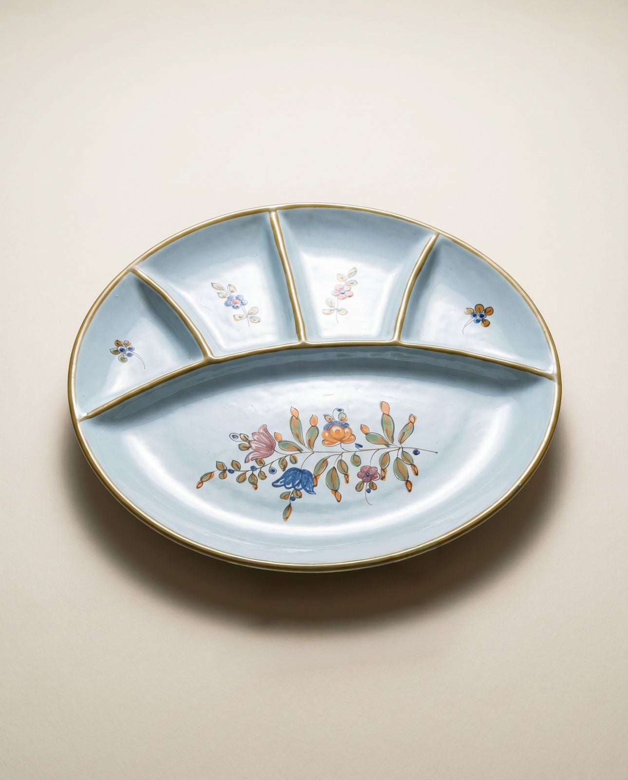 Vintage Divided Relish Plates – Floral (Set of 4)