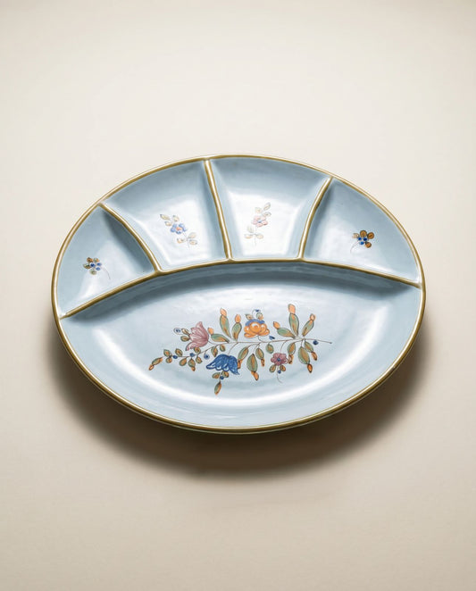Vintage Divided Relish Plates – Floral (Set of 4)