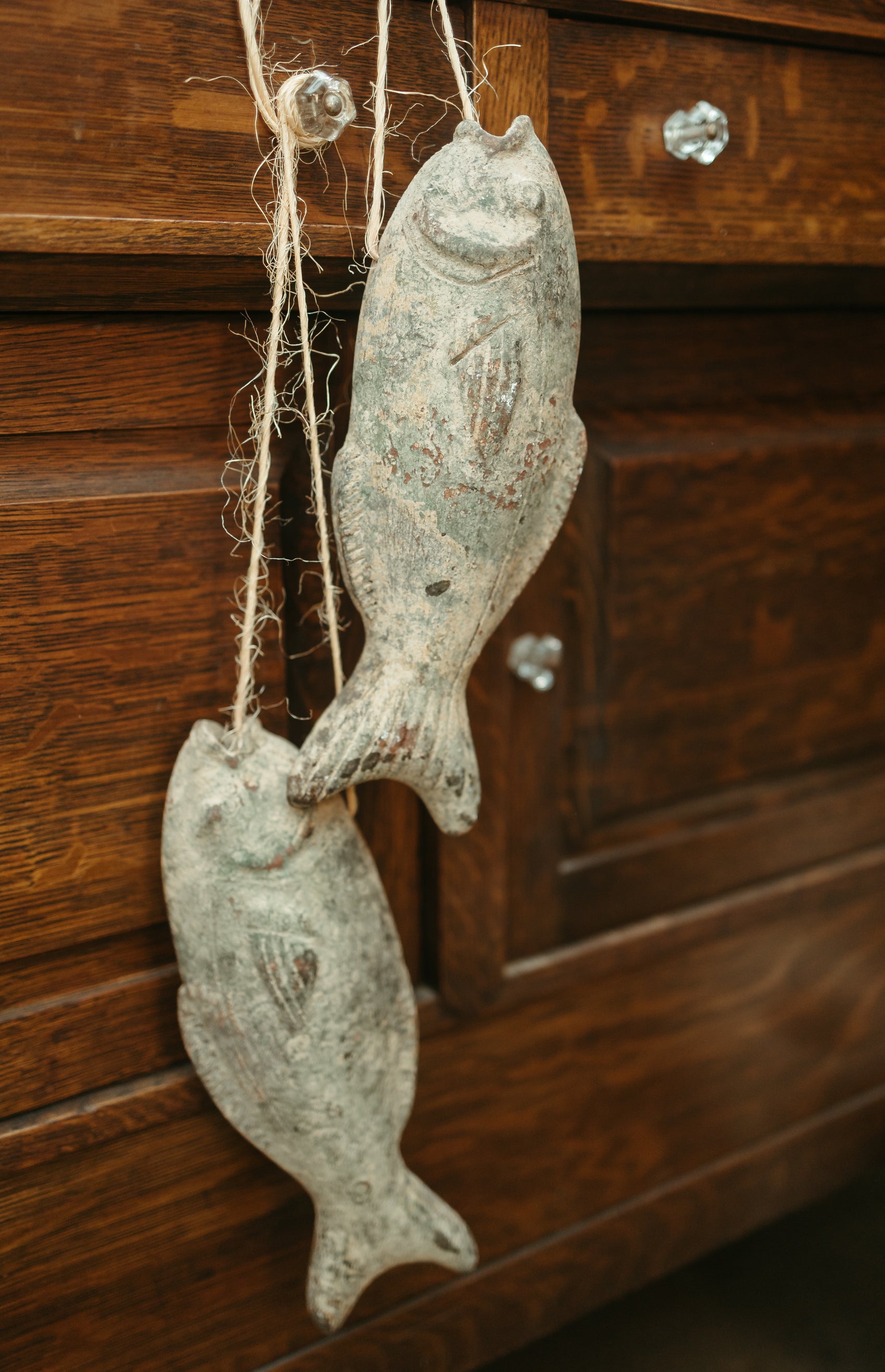 Vintage Carved Terracotta Fish Décor – Set of Two