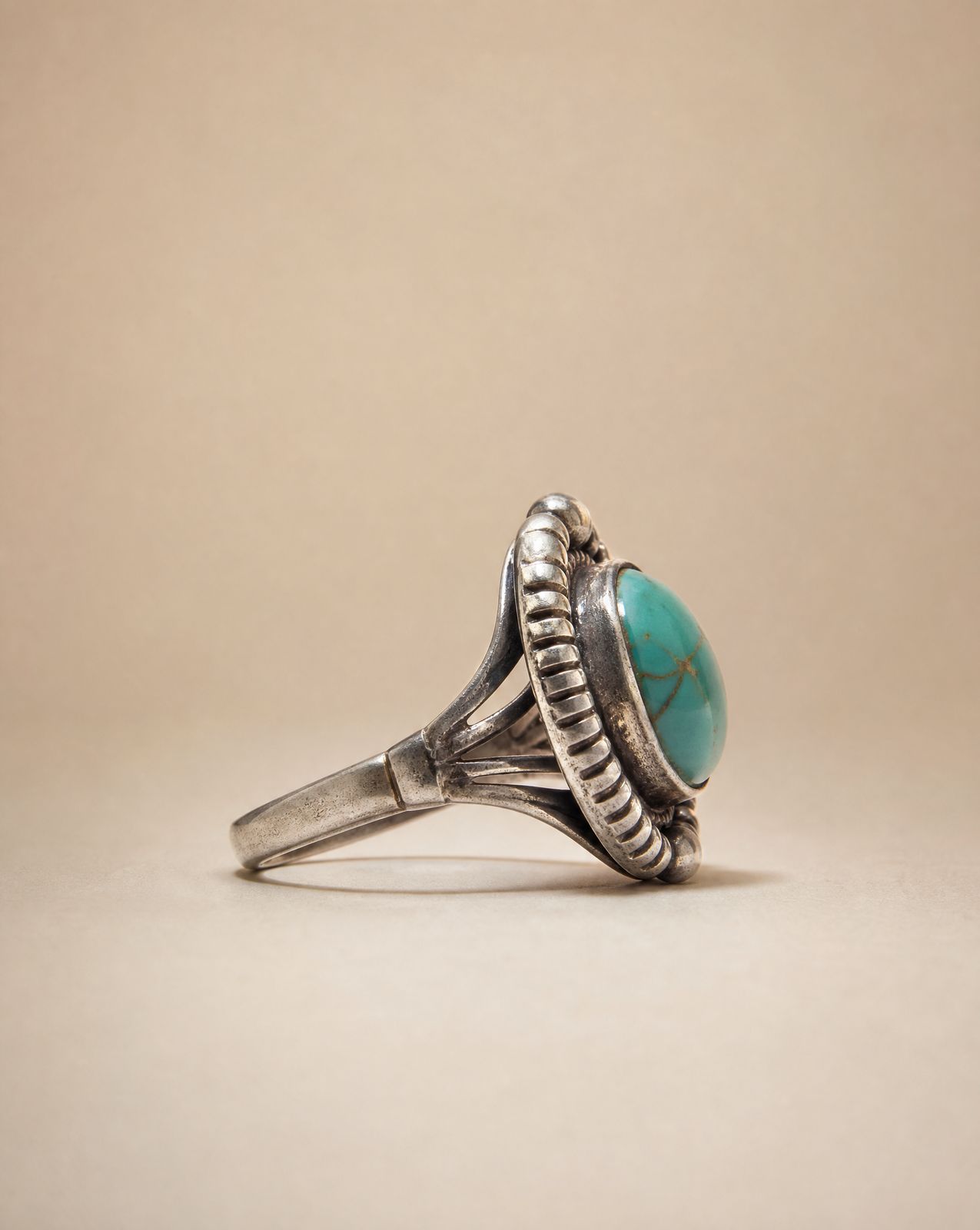 Vintage Sterling Silver Turquoise Statement Ring – Size 4