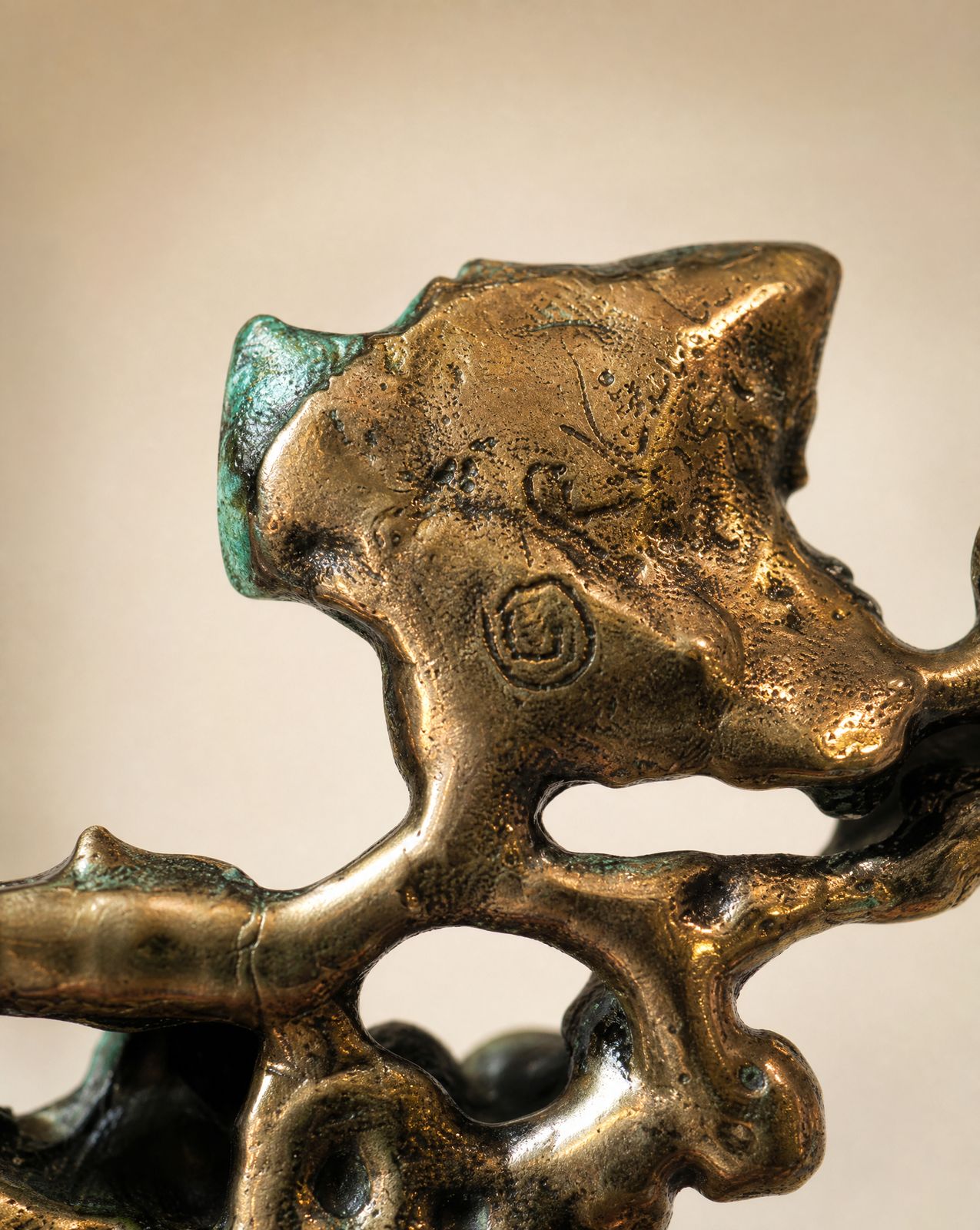 Richard Kaish Bronze Grapevine Torque Necklace with Verdigris Patina