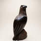 Hand-Carved Wooden Eagle Sculpture on Natural Wood Base