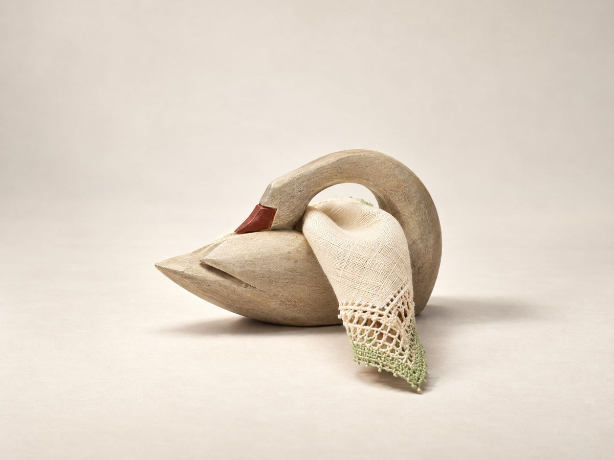 Set of Four Vintage Carved Wood Swan Napkin Holders
