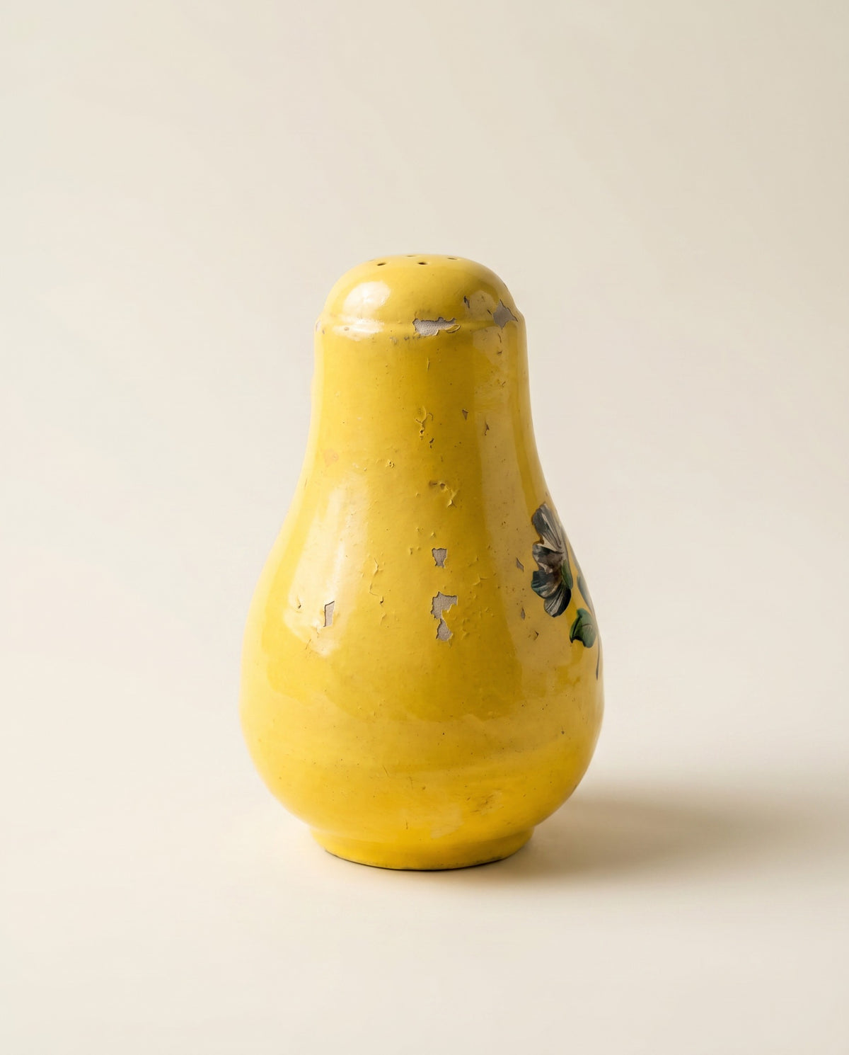 Vintage Hand-Painted Yellow Salt & Pepper Shakers (Floral Motif)