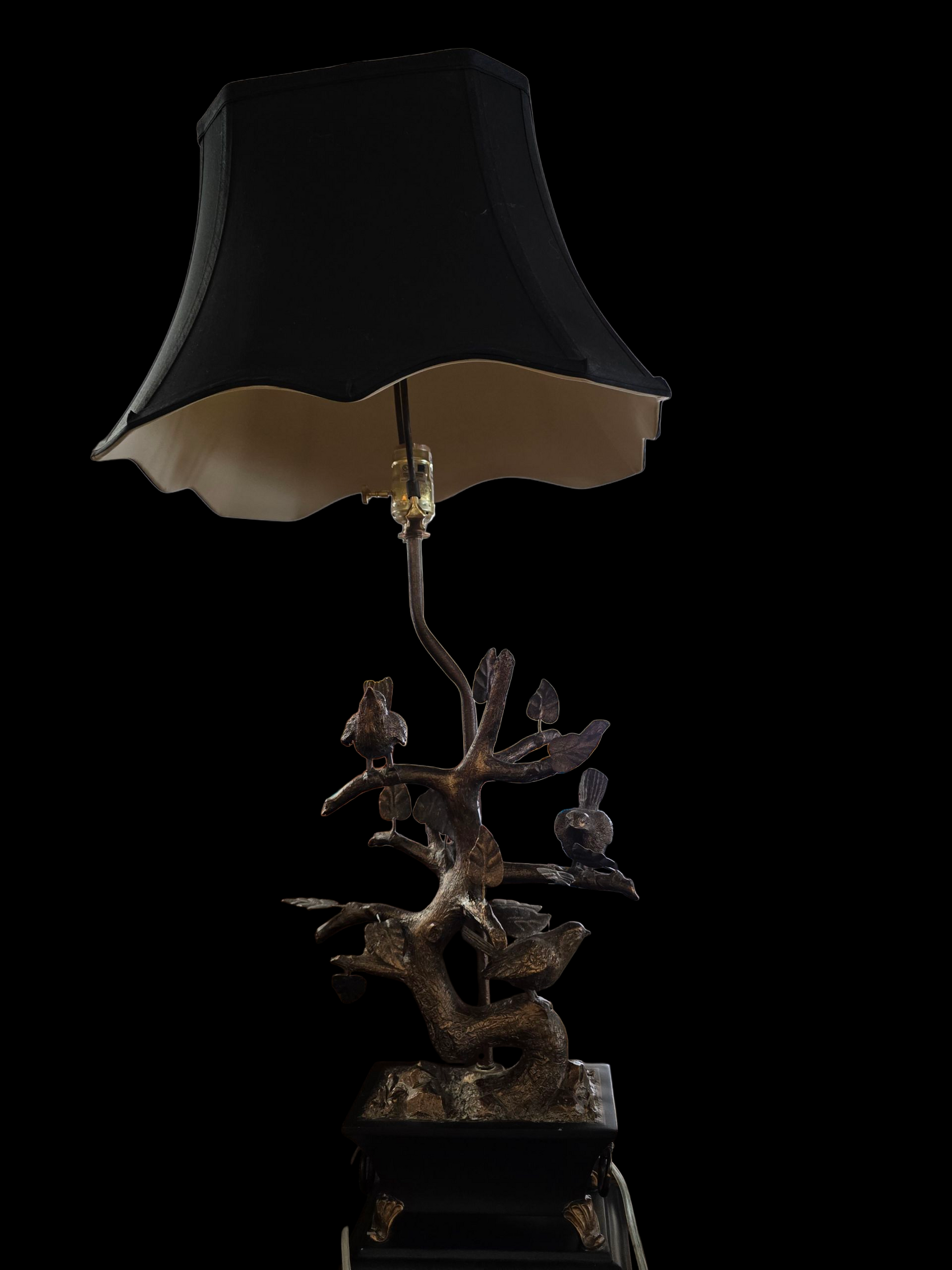 Brass Bird-On-Branch Table Lamp