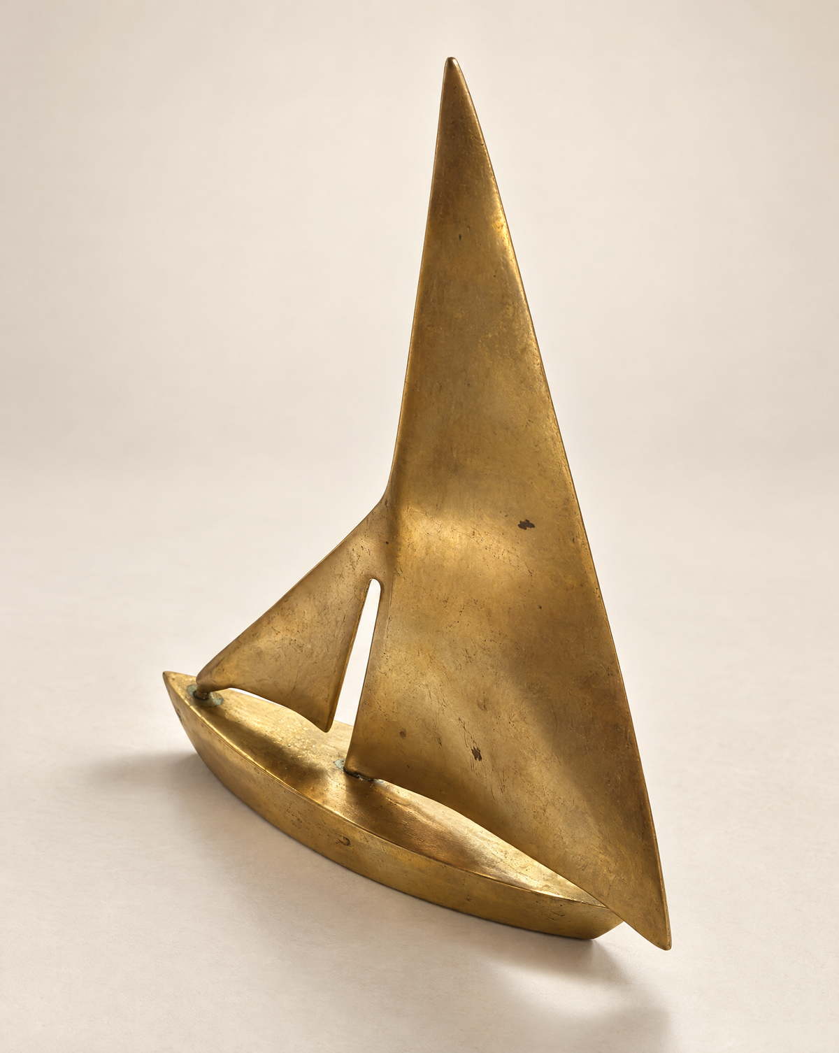 Vintage Mid-Century Brass Sailboat Sculpture