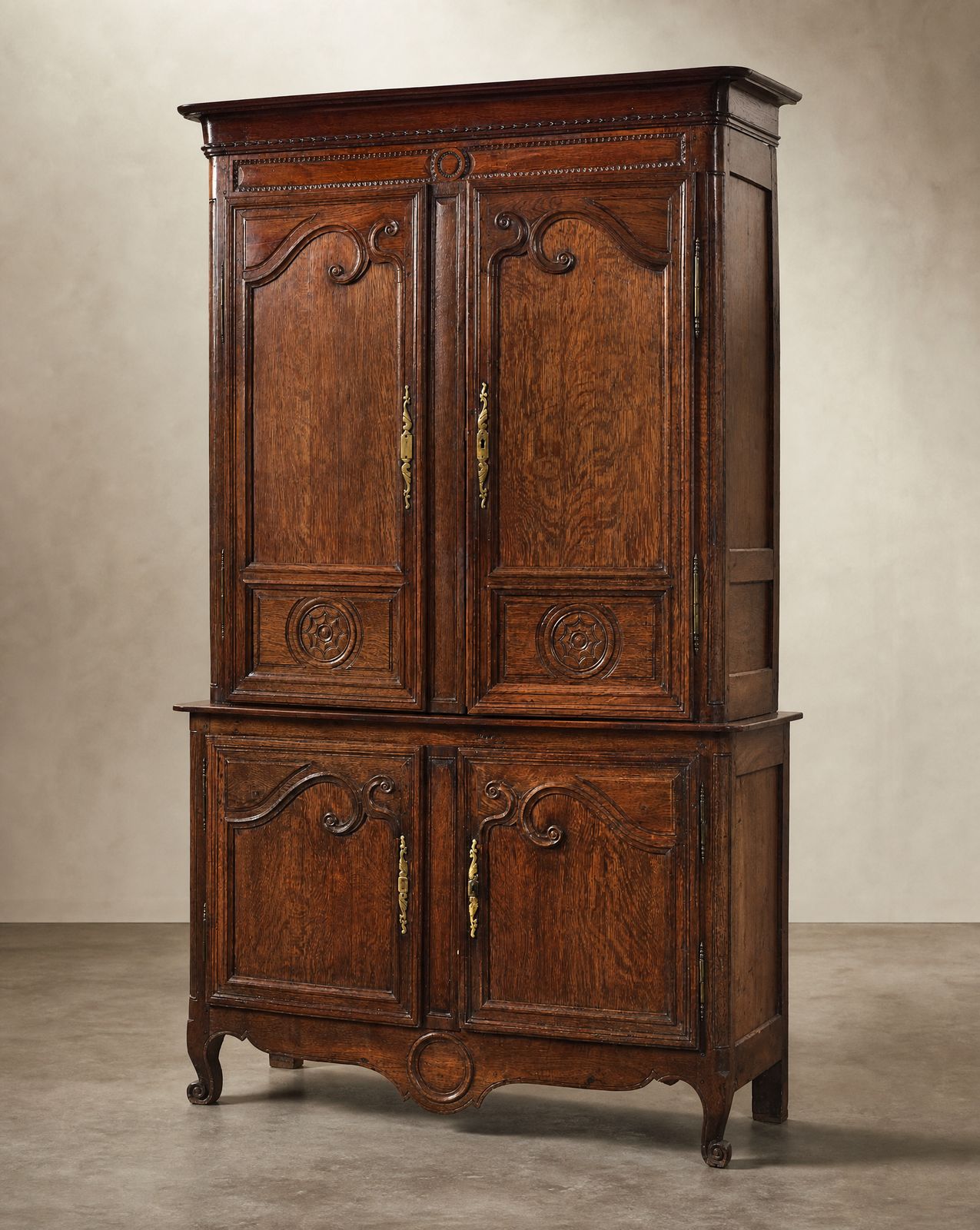 Antique French Oak Deux-Corps Cupboard