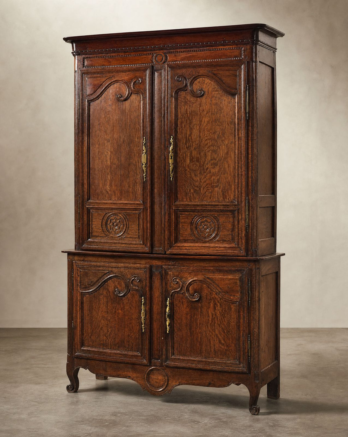 Antique French Oak Deux-Corps Cupboard