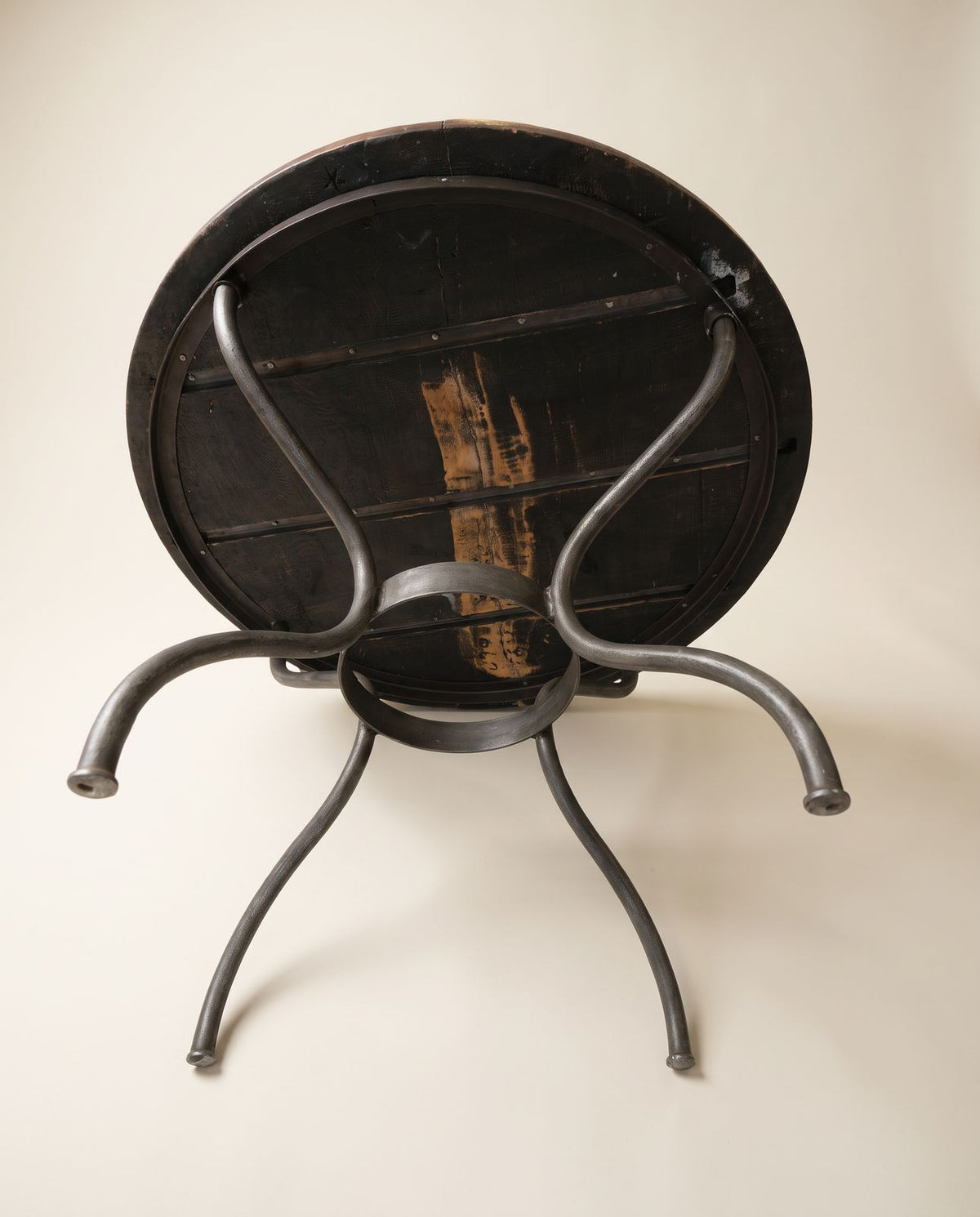 Round Wood & Wrought Iron Dining Table