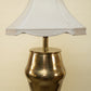 Vintage Hammered Brass Lamp w/ Pleated Linen Shade