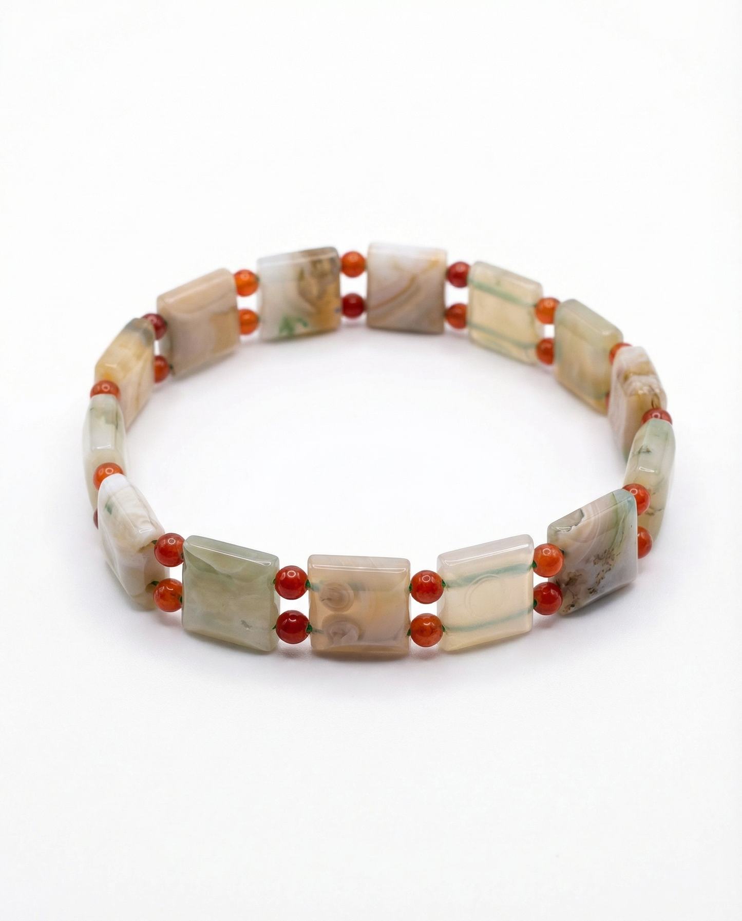 Natural Agate & Carnelian Beaded Bracelet