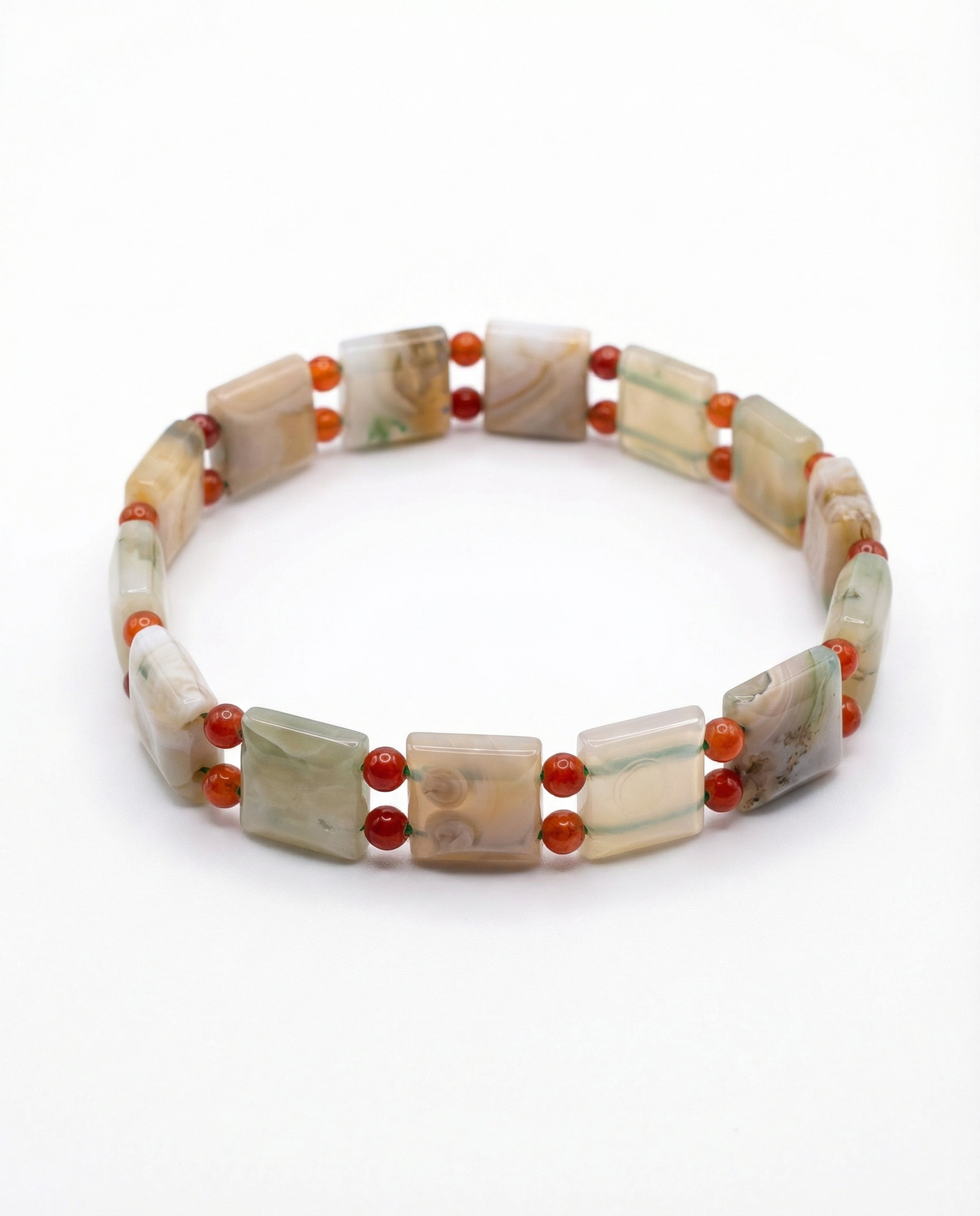 Natural Agate & Carnelian Beaded Bracelet