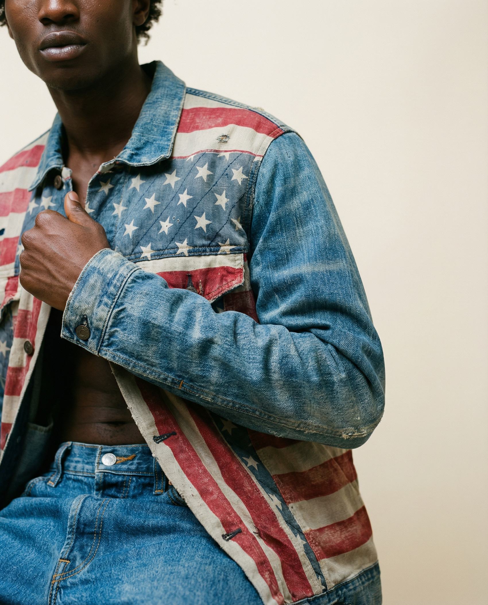 Denim & Supply Ralph Lauren Americana Flag Denim Jacket — Size XXL