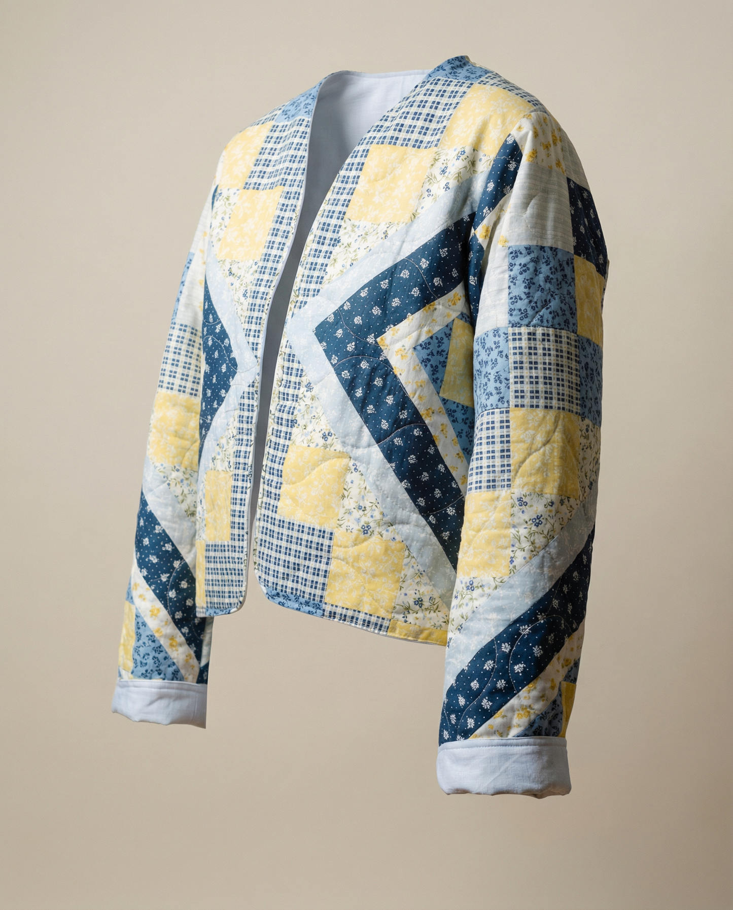 Upcycled Patchwork Quilt Jacket – Size Large