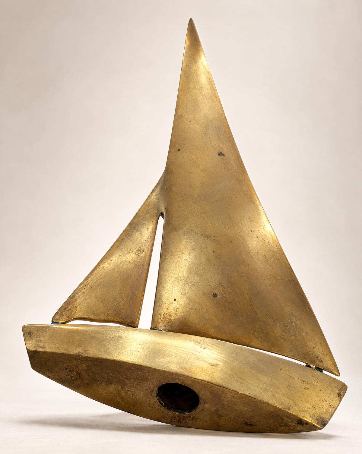 Vintage Mid-Century Brass Sailboat Sculpture