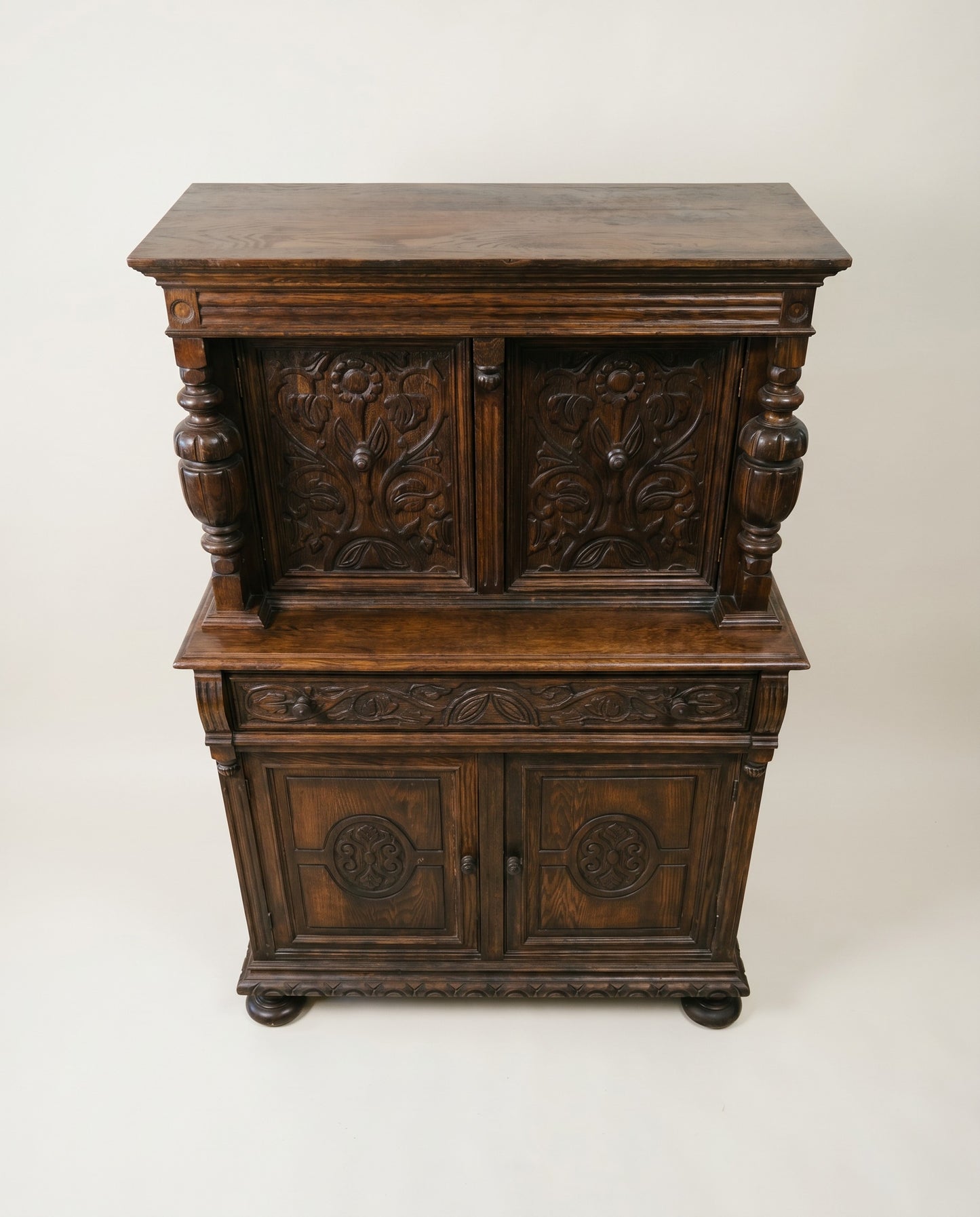 Carved Oak Jacobean Revival Cabinet