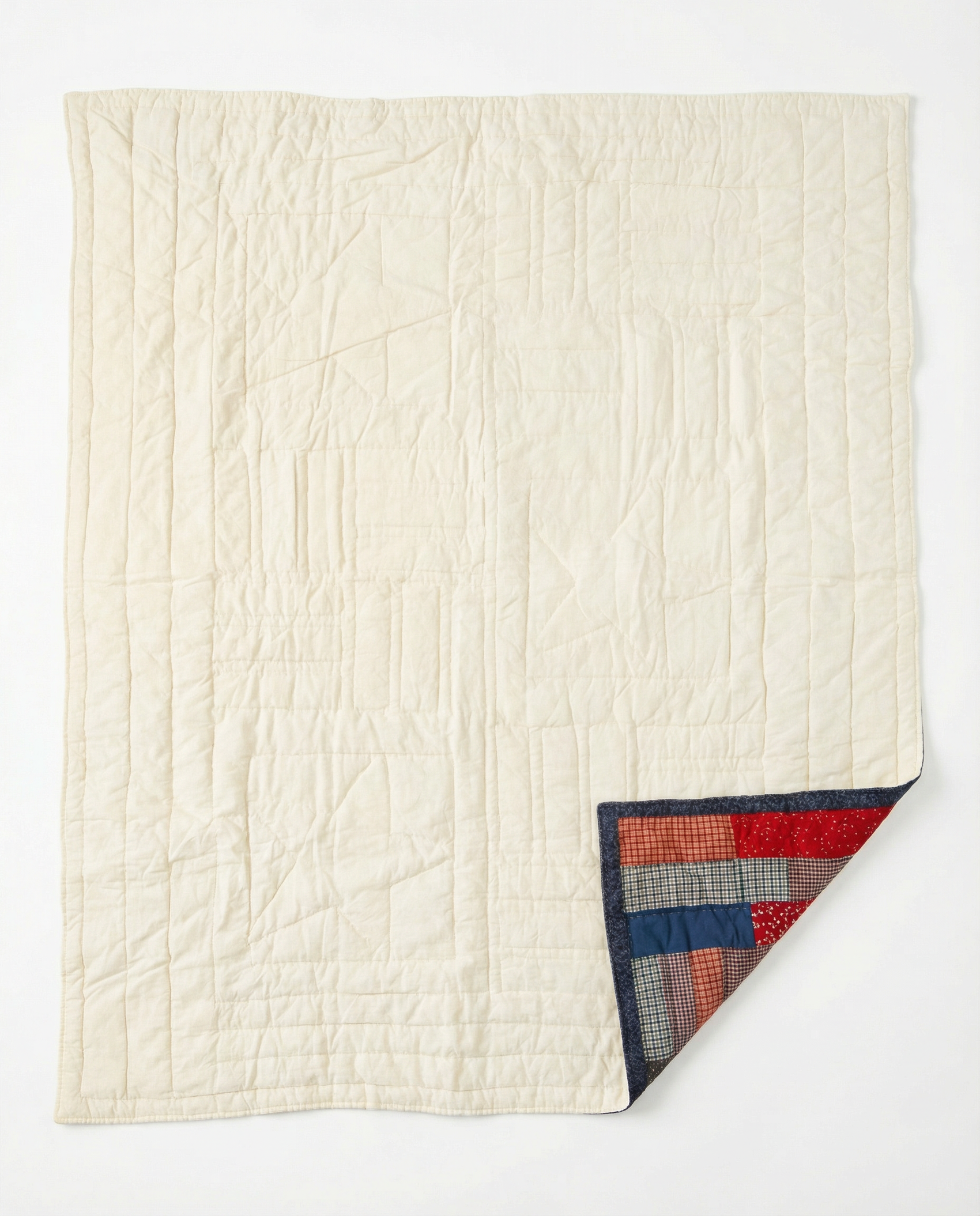 Handmade Patchwork Star Quilt – Americana Folk Textile (45" x 45")