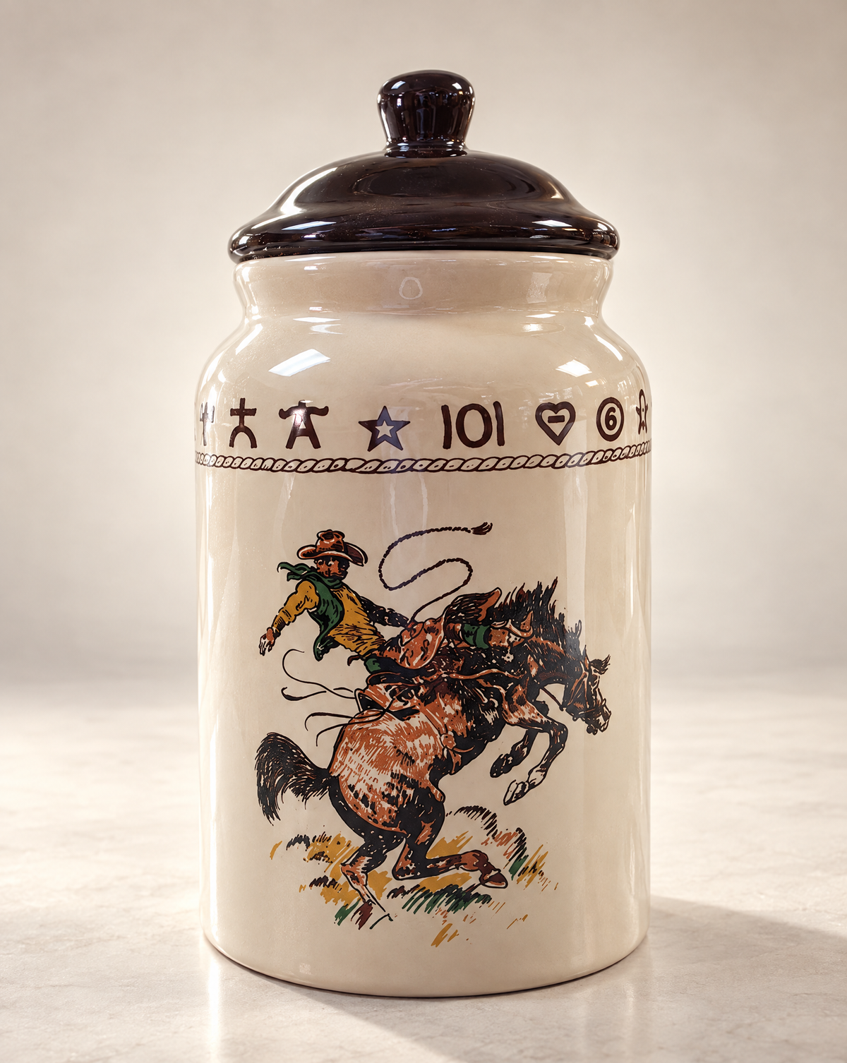 Western Bronc & Cattle Brands Ceramic Canister Set