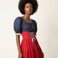 Vintage Milkmaid Lace-Up Midi Dress – Size XS/S
