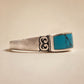 Vintage Sterling Silver Rectangular Turquoise Ring – Size 11.5
