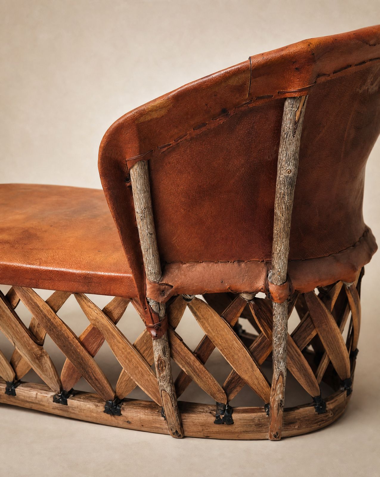 Vintage Genuine Leather Equipale Chaise Lounge / Daybed